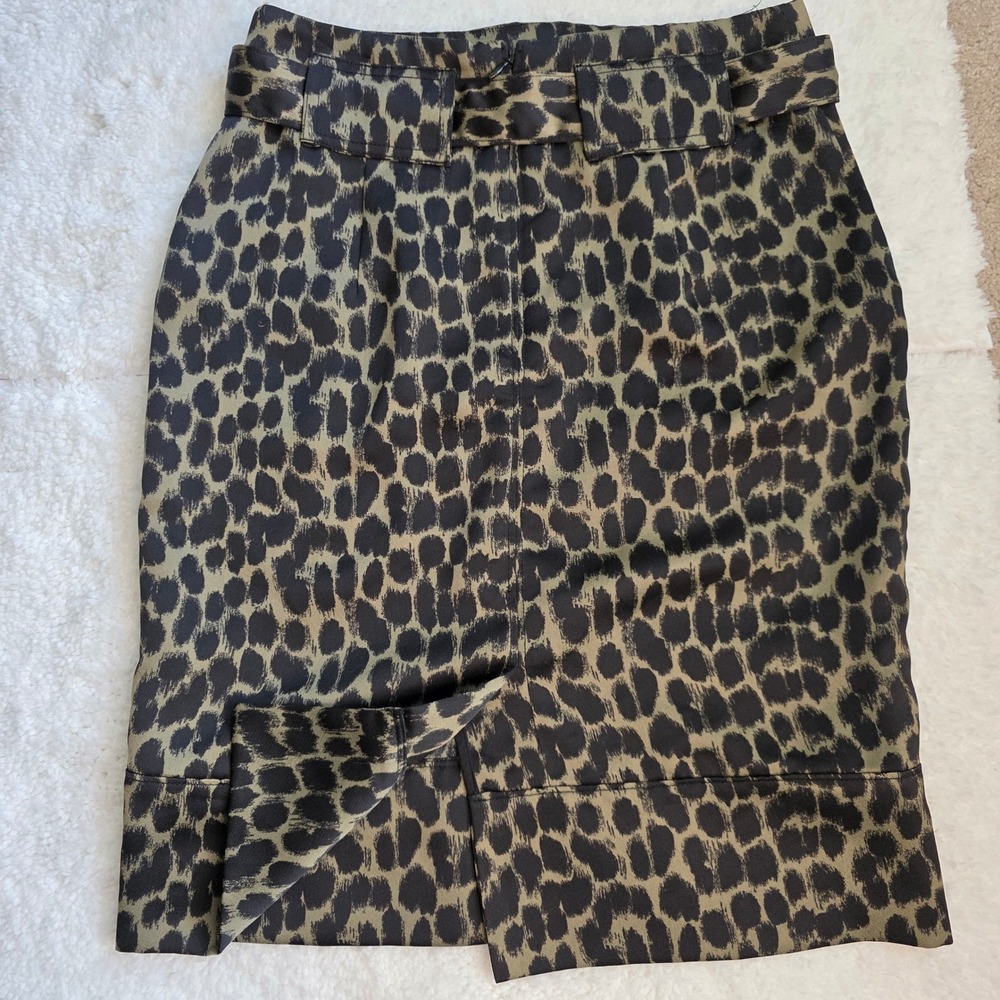 Banana Republic Leopard Print Pencil Skirt Pockets Tie Waist XS